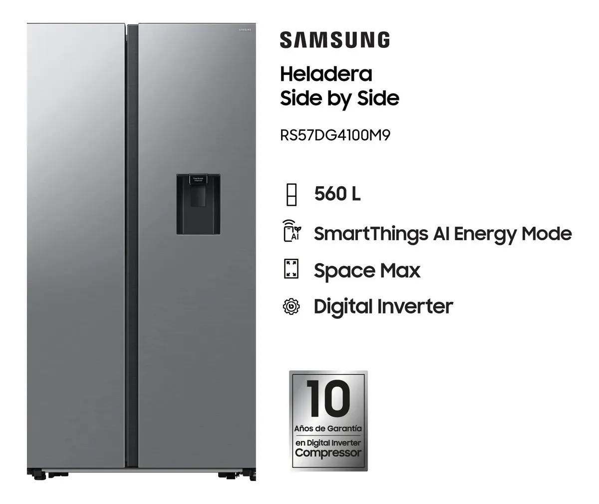 HELADERA SAMSUNG SIDE BY SIDE RS57DG4100M9BG 560LTS - PRIMERA