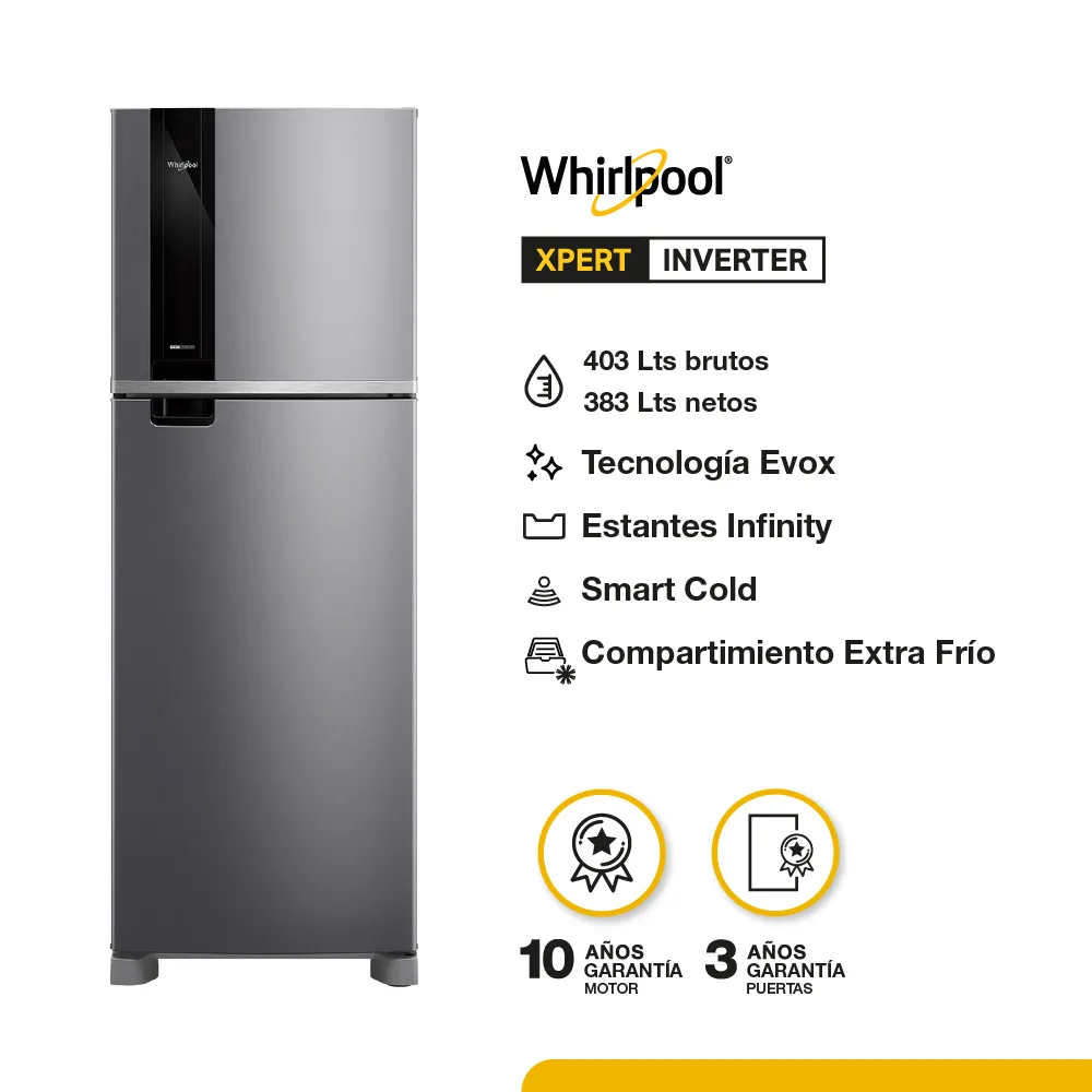 HELADERA WHIRLPOOL 403LTS NO FROST WRM46MK PRIMERA