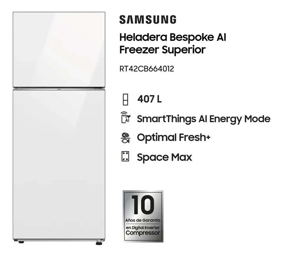 HELADERA SAMSUNG BESPOKE RT42CB664012/B3 CLEAN WHITE- OUTLET
