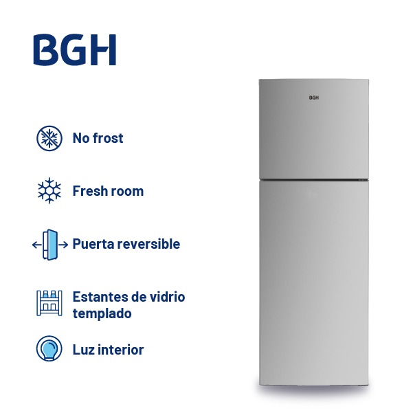 HELADERA BGH TOP MOUNT NO FROST INVERTER BRT405I1A 404L INOX - PRIMERA