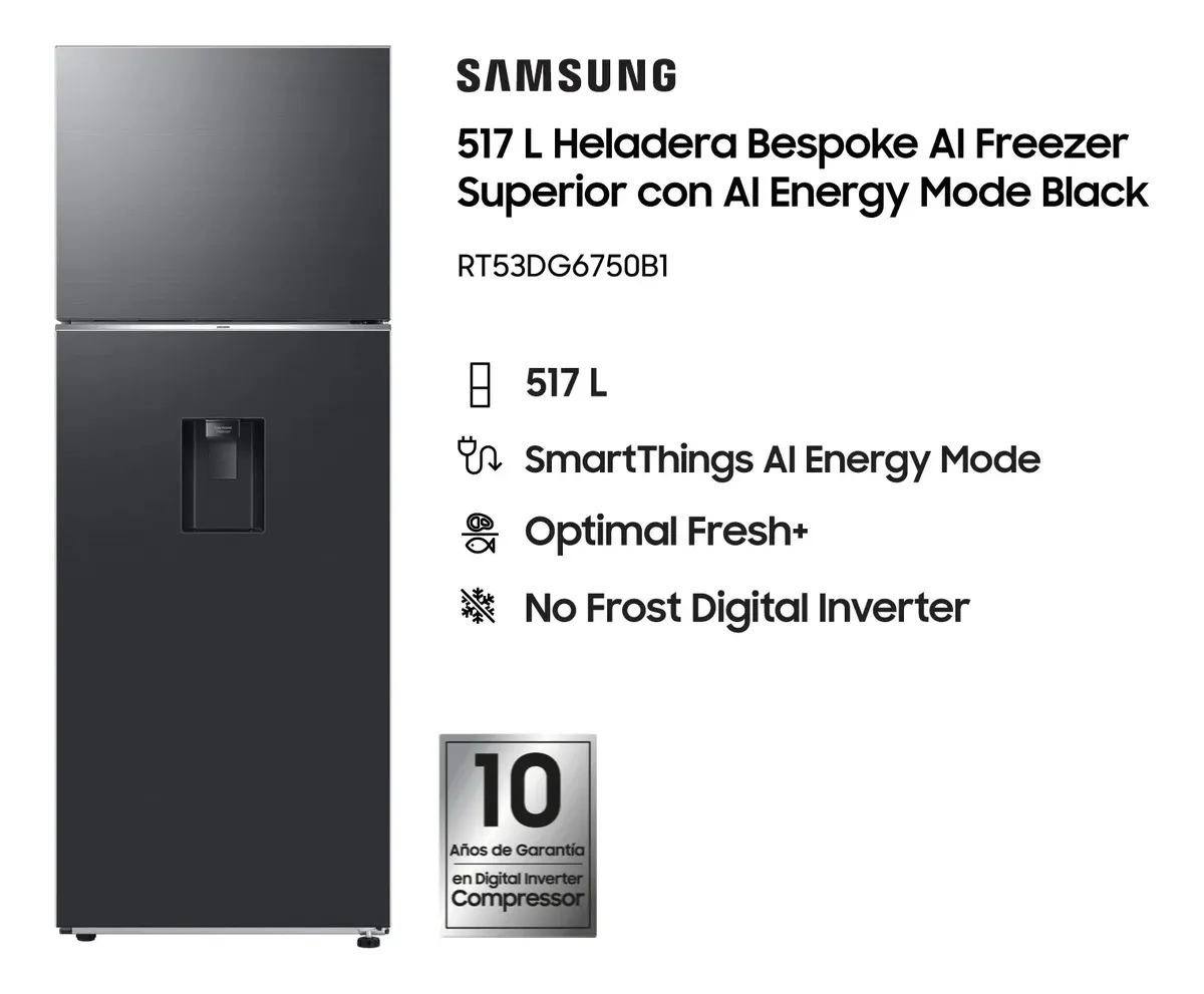 HELADERA SAMSUNG RT53DG6750S9 536LTS BLACK DISPENSER - OUTLET