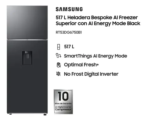 HELADERA SAMSUNG RT53DG6750S9 536LTS BLACK DISPENSER - OUTLET