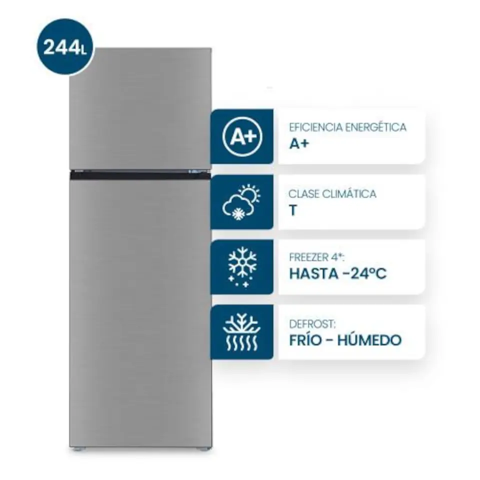Heladera  Primera marca Top Mount Cíclica 244L Inox
