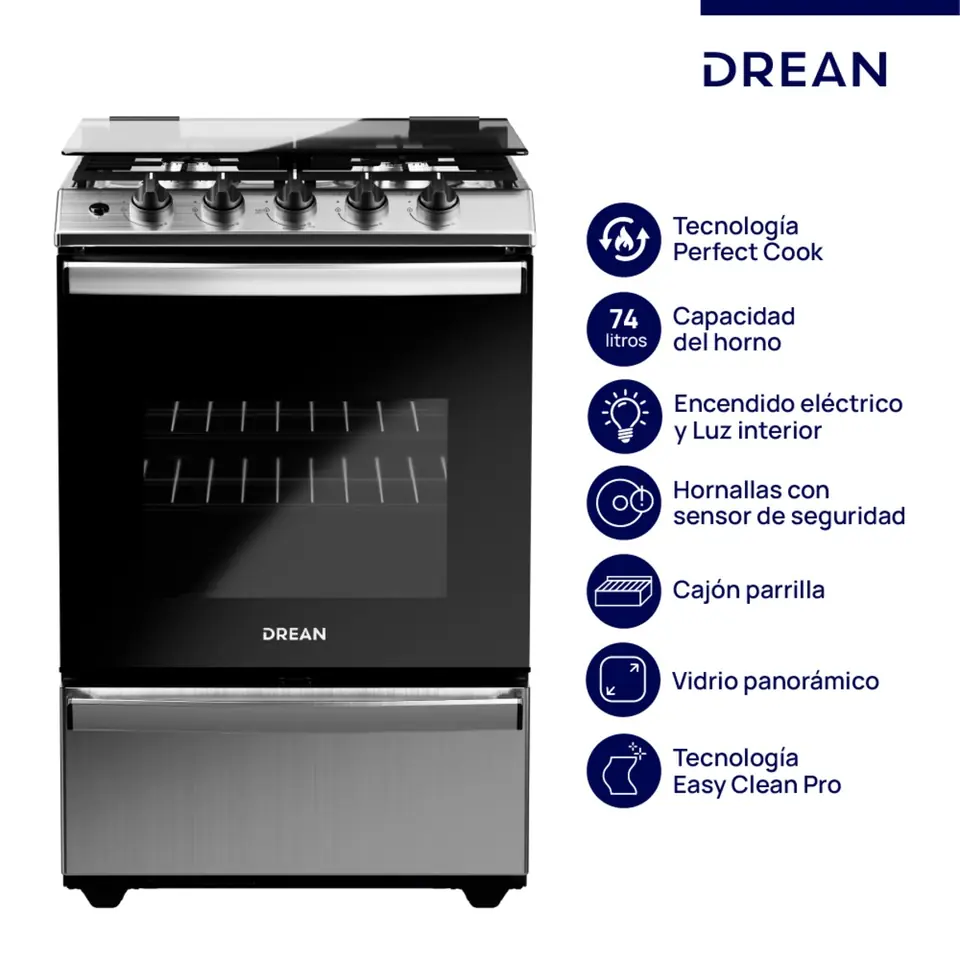 Cocina DREAN Multigas 56 cm Inoxidable con Encendido Eléctrico Drean - CD5614AI0