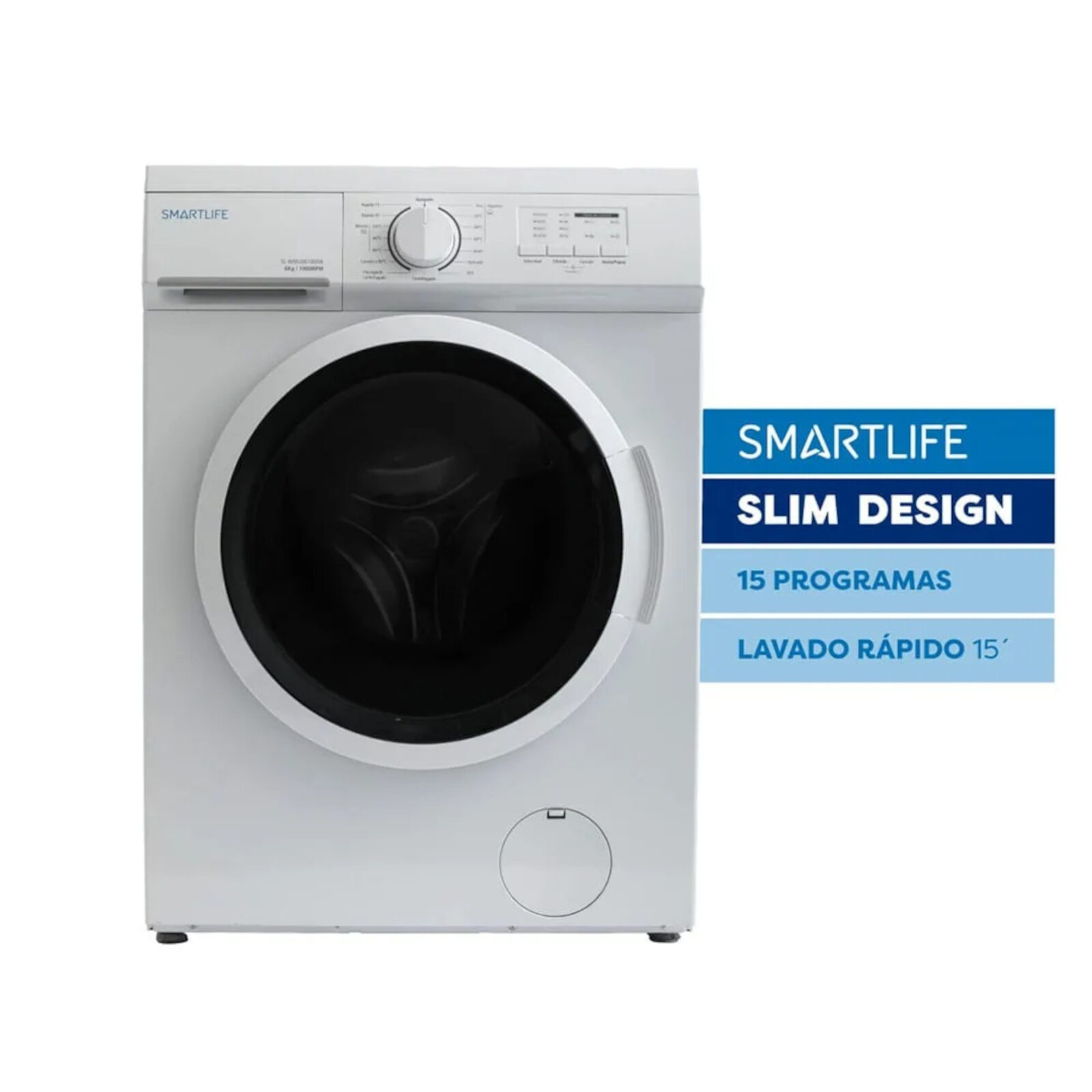 Lavarropas SMARTLIFE 6kg Blanco Slim Design 1000 Rpm OUTLET PREMIUM - SL-WMU061000W