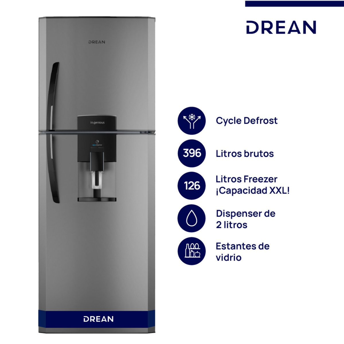 Heladera DREAN con freezer Cíclica 396 L Gris - HDR400F41E