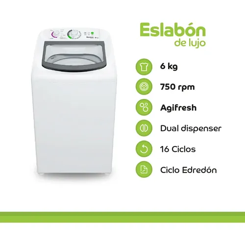 LAVARROPAS ESLABON DE LUJO 6KG CARGA SUPERIOR OUTLET PREMIUM