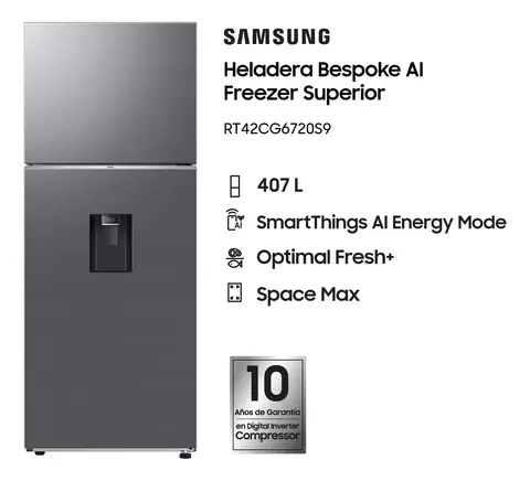 HELADERA SAMSUNG RT42CG6720S9/B3 407 LTS INOX DISPENSER - OUTLET PREMIUM