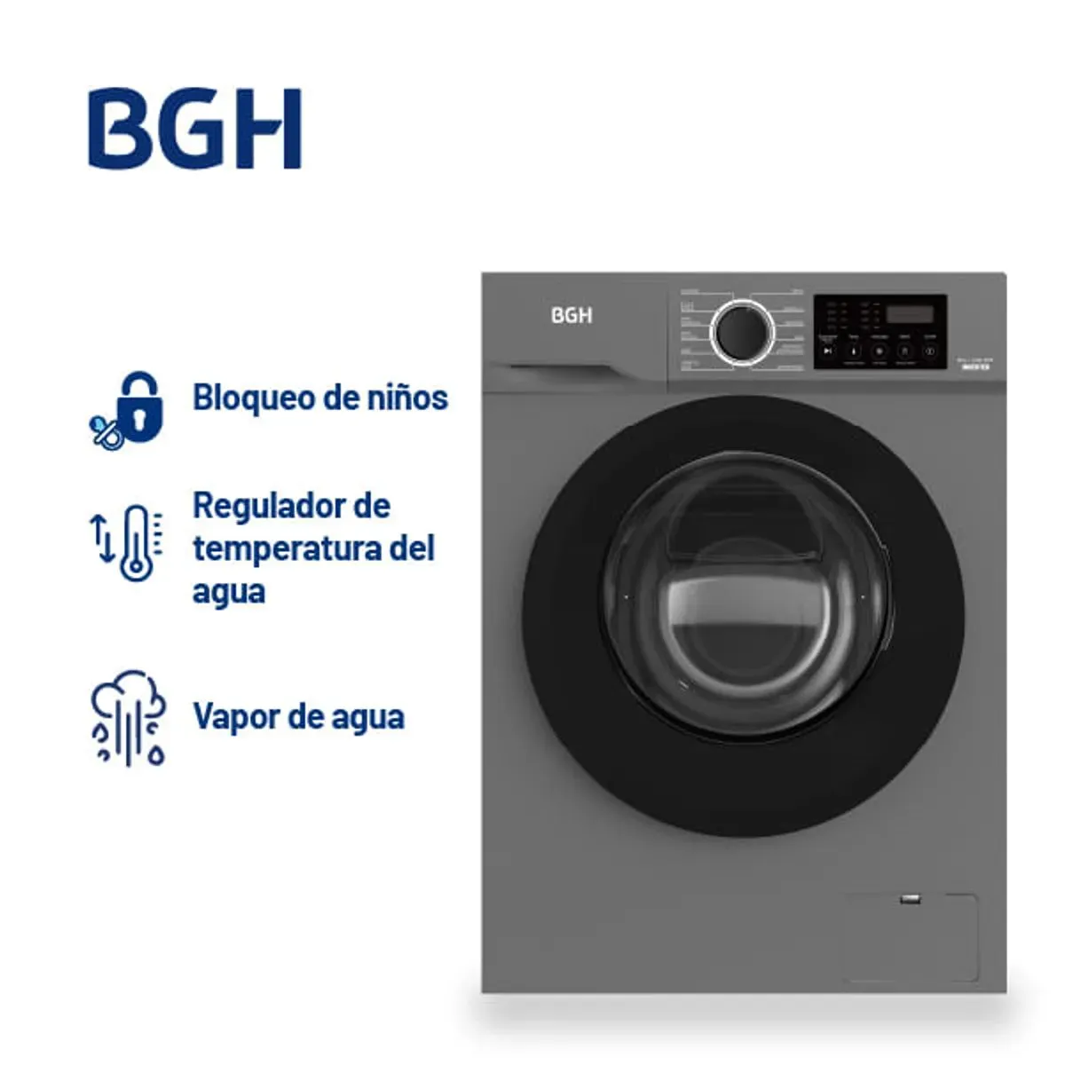Lavarropas BGH Inverter Carga Frontal Silver 6kg OUTLET PREMIUM - BWFE06S24AR