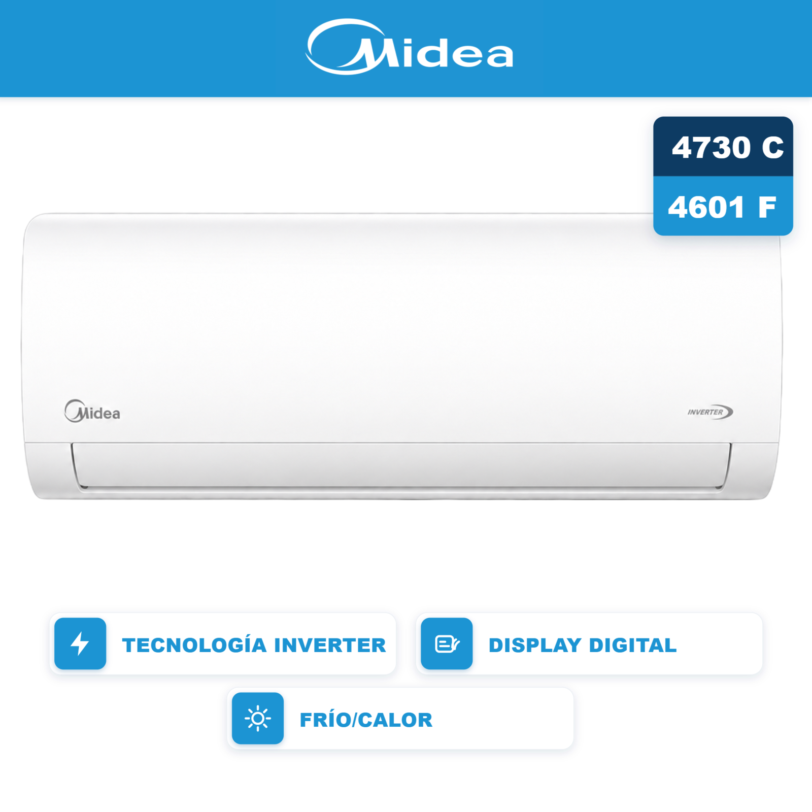 AIRE ACONDICIONADO MIDEA FC 5400W INVERTER-MSNIC-18H-GN81F - PRIMERA