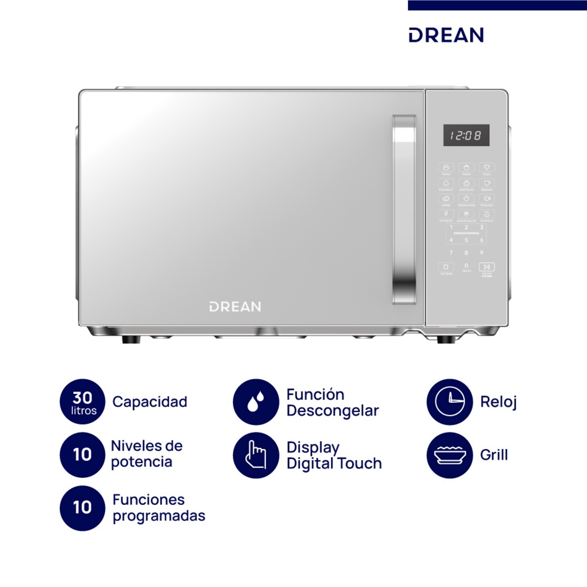 Microondas DREAN 30L con Grill Inox - HMD30ARSJ0