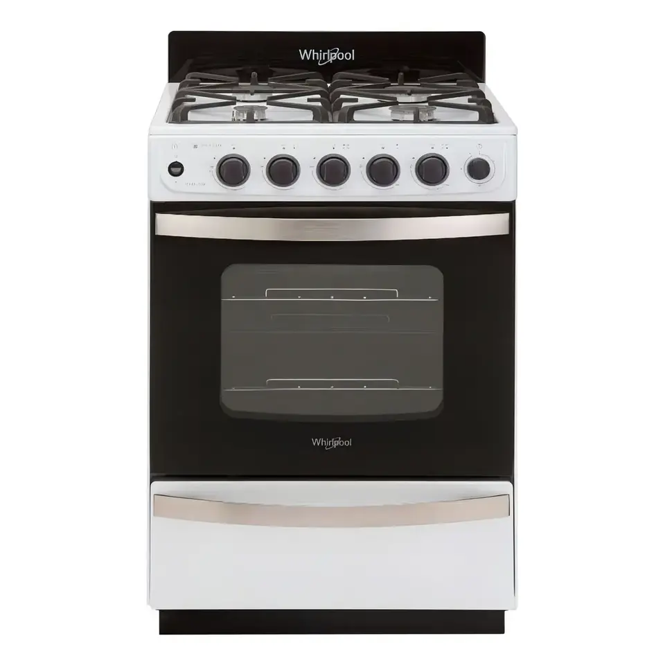 Cocina WHIRLPOOL 56 cm Multigas Blanca Rejillas de Hierro Fundido PRIMERA - WFB57DIDNA