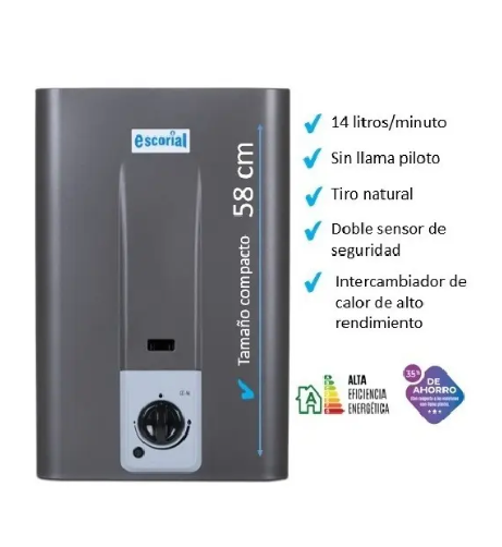 CALEFON ESCORIAL 14LTS ACERO PRIMERA