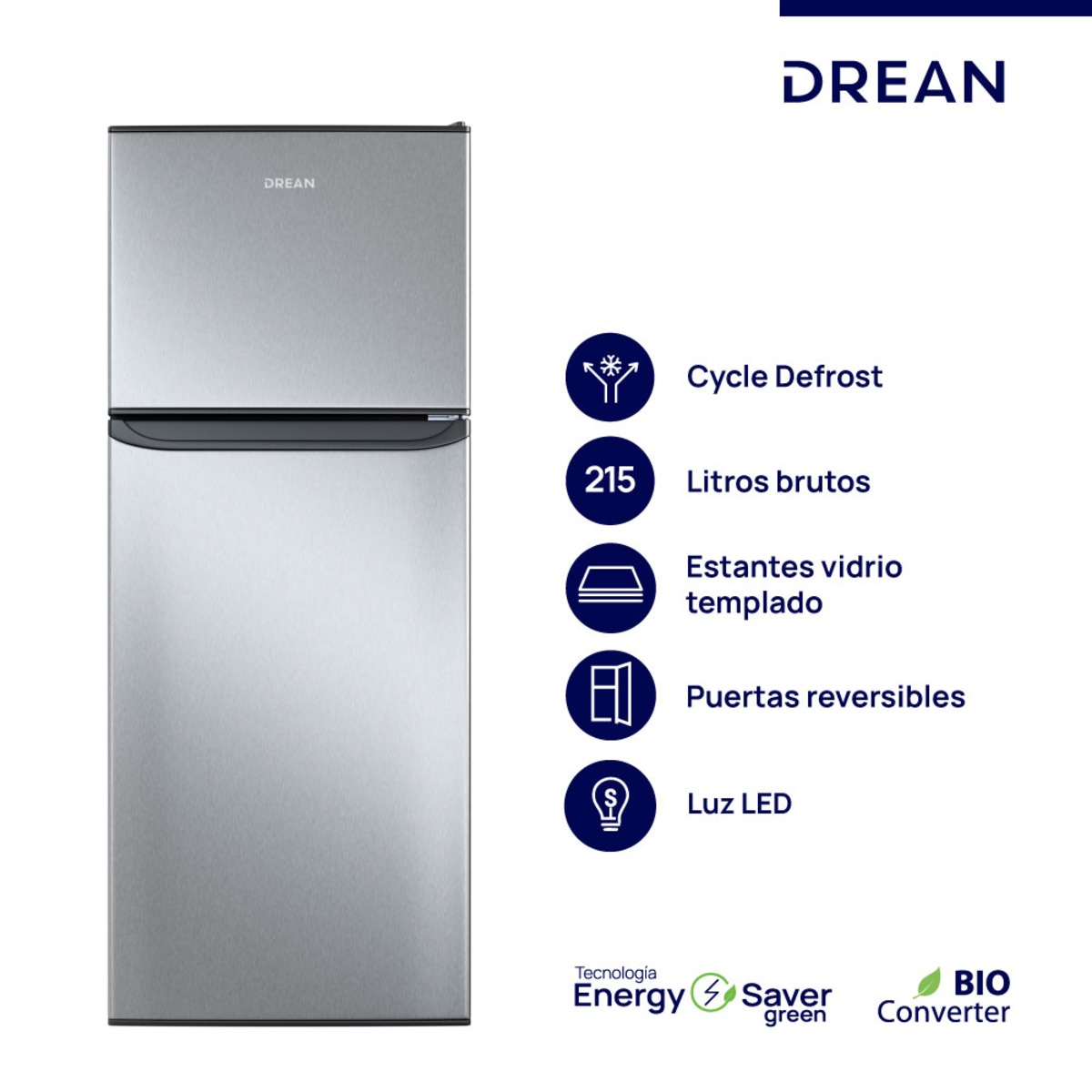 Heladera DREAN 215 L Cíclica Inox - RZD215PVARX0