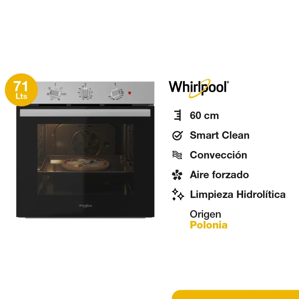 Horno WHIRLPOOL 71 Lts Empotrable Eléctrico - WOB71AS