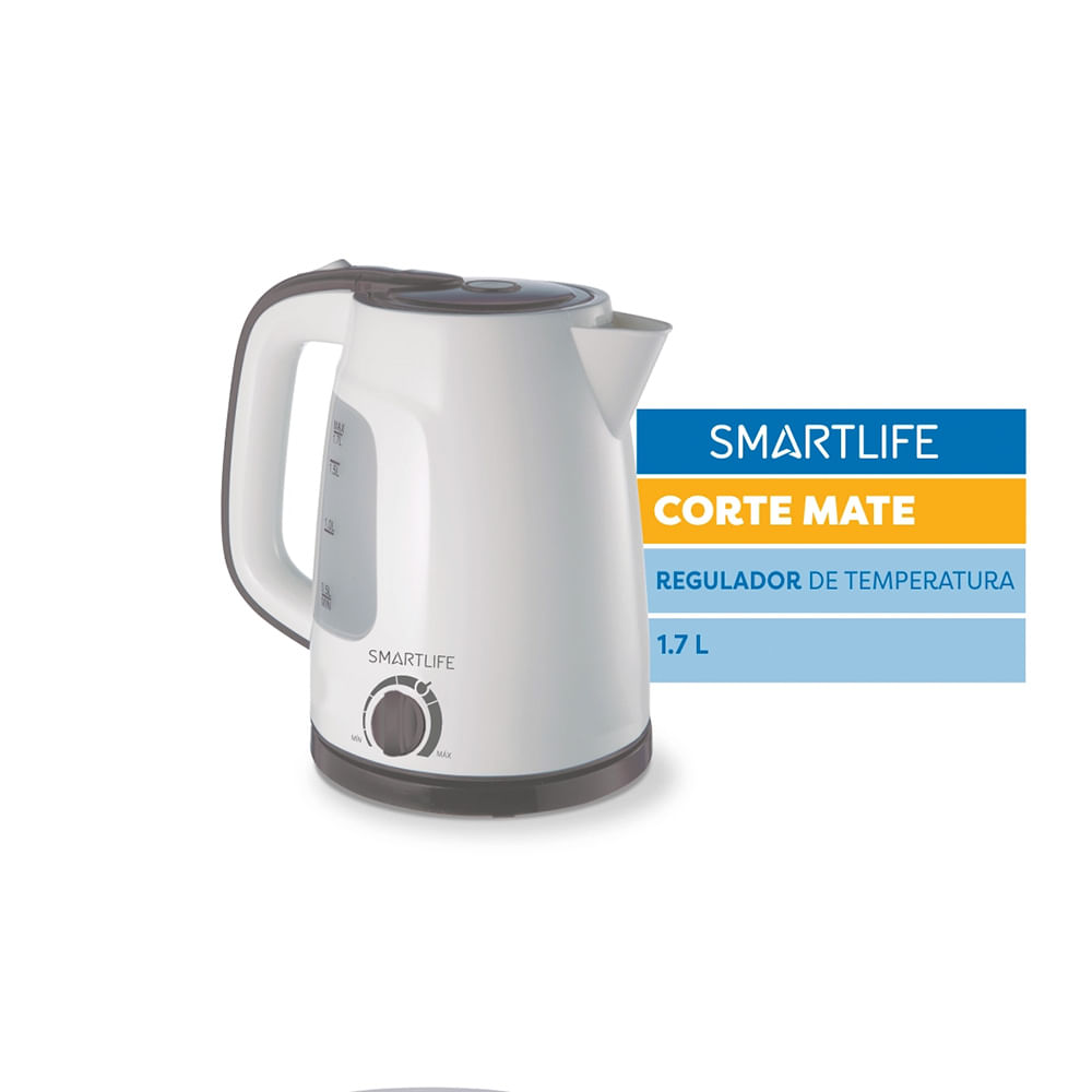 Pava Eléctrica SMARTLIFE 1,7 L Corte Mate Blanca - SL-EK1714WPN