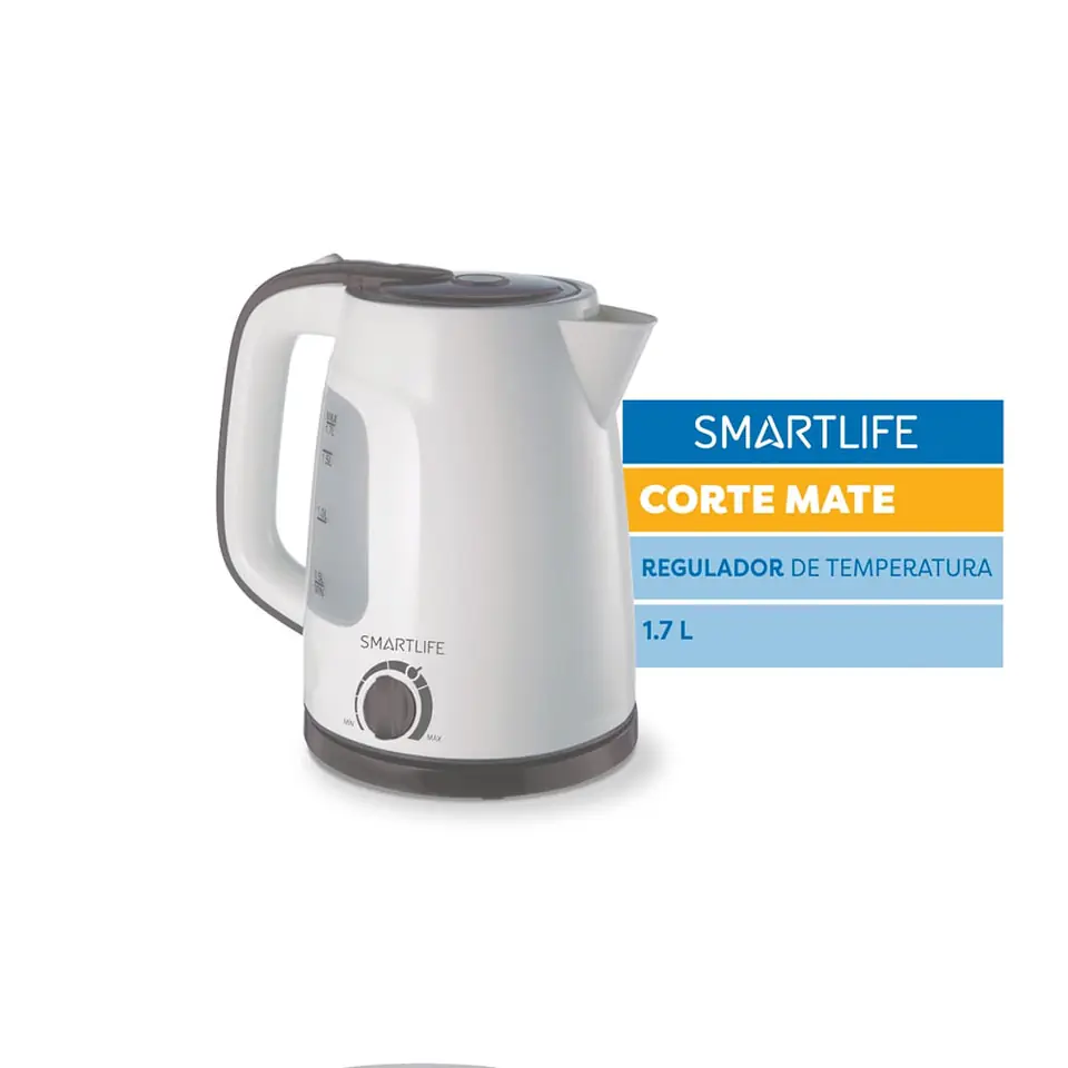 Pava Eléctrica SMARTLIFE 1,7 L Corte Mate Blanca - SL-EK1714WPN