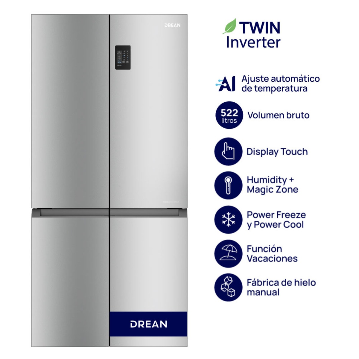 Heladera DREAN Multidoor 522 L Inverter Inox OUTLET PREMIUM - DTP469LKRSS0