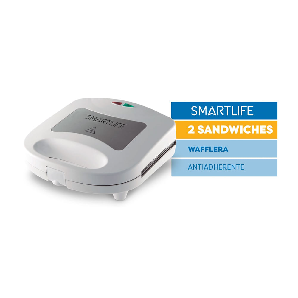 Sandwichera y Waflera SMARTLIFE 700 W 2 en 1 Blanca - SL-SWD5000