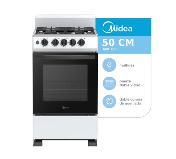 COCINA MIDEA MULTIGAS 50CM BLANCA