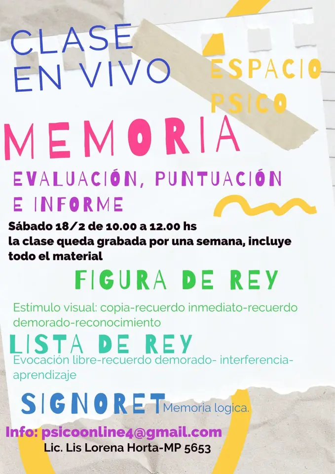 CLASE EVALUACION DE LA MEMORIA EN ADULTOS