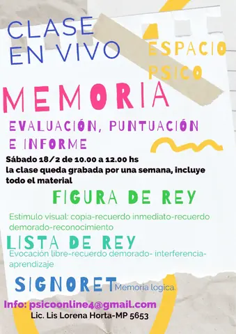 CLASE EVALUACION DE LA MEMORIA EN ADULTOS
