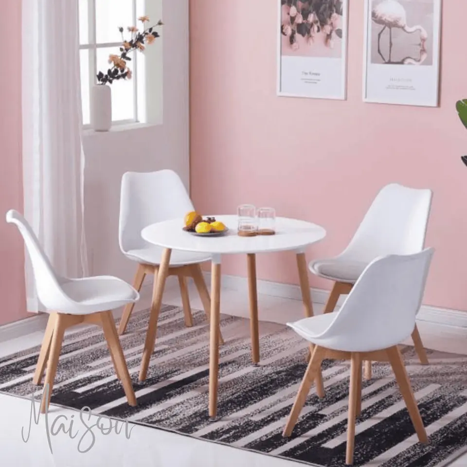 Mesa eames 90 cm redonda + 4 sillas tulip