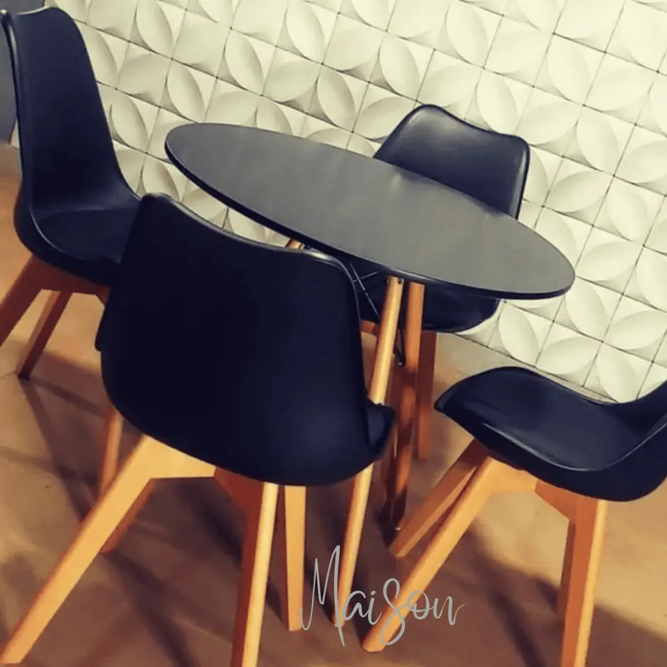 Mesa eames redonda 100 cm + 4 sillas tulip