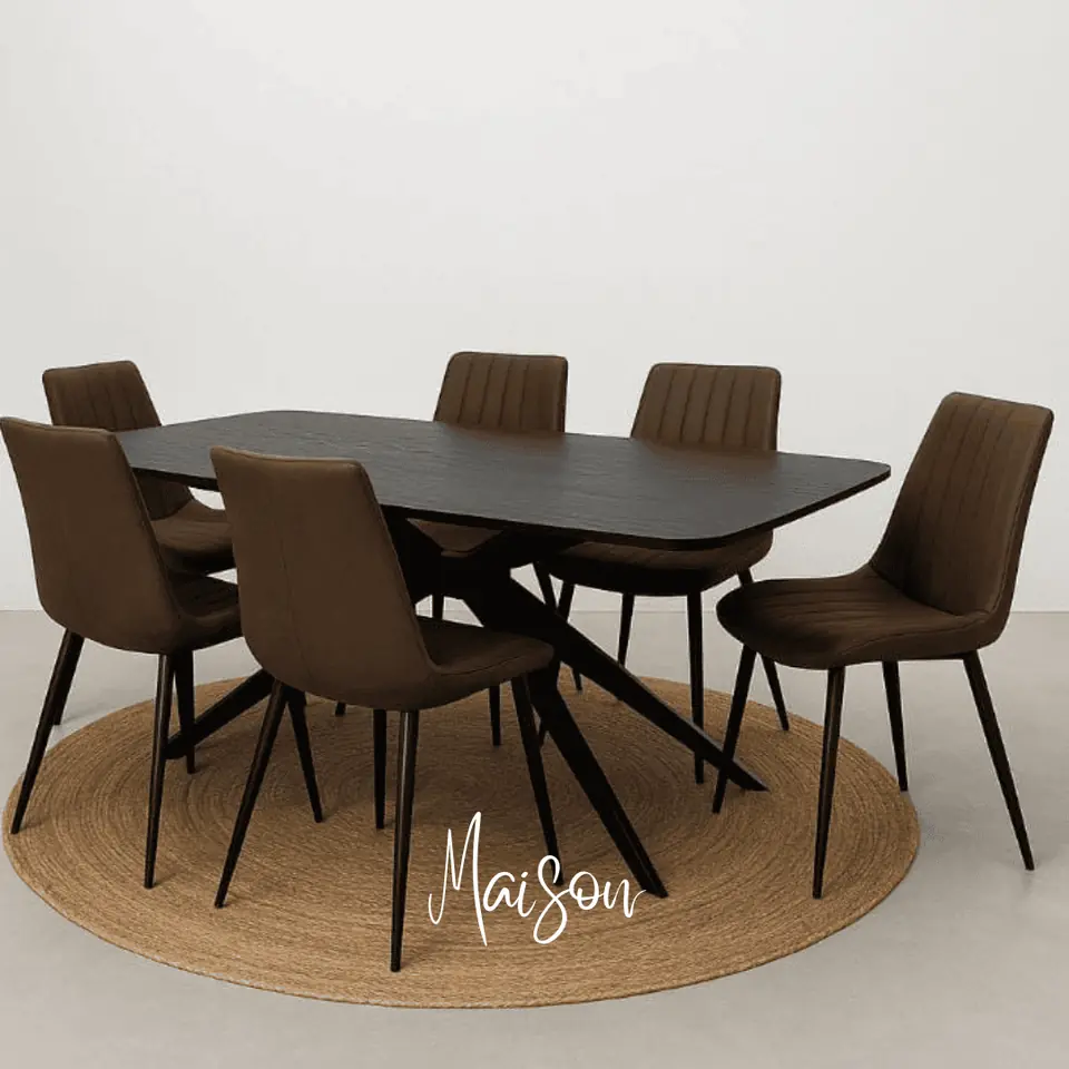 Mesa  borja 160 x 90 cm y 6 sillas bulgaria