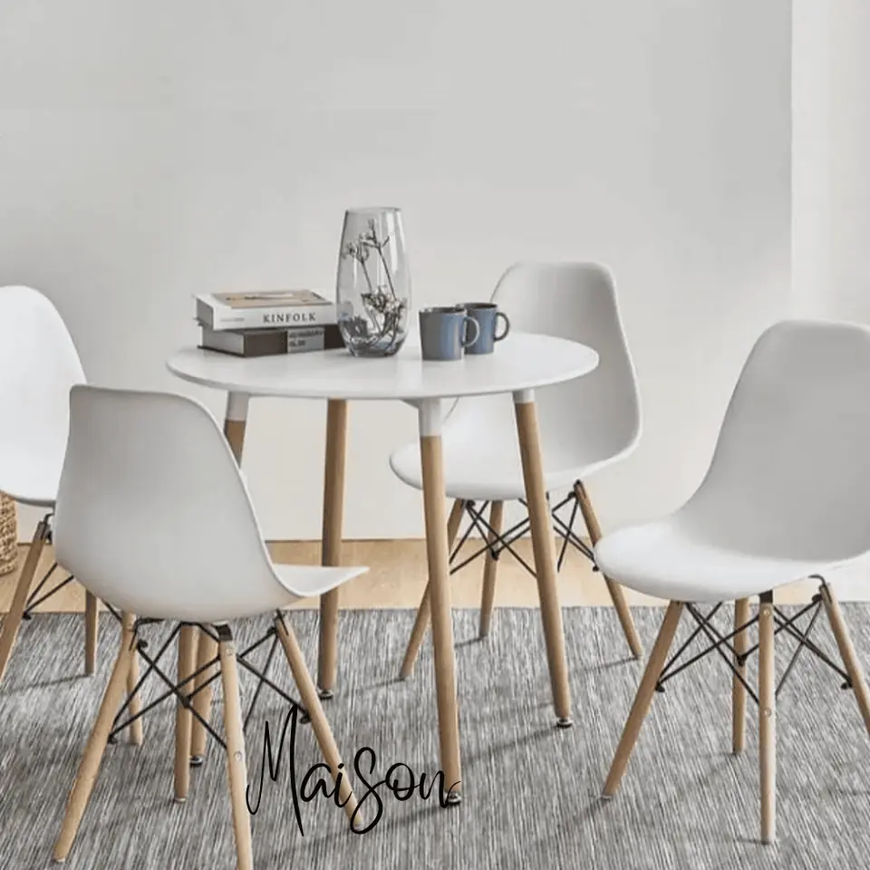 Mesa eames redonda 90 cm + 4 sillas eames