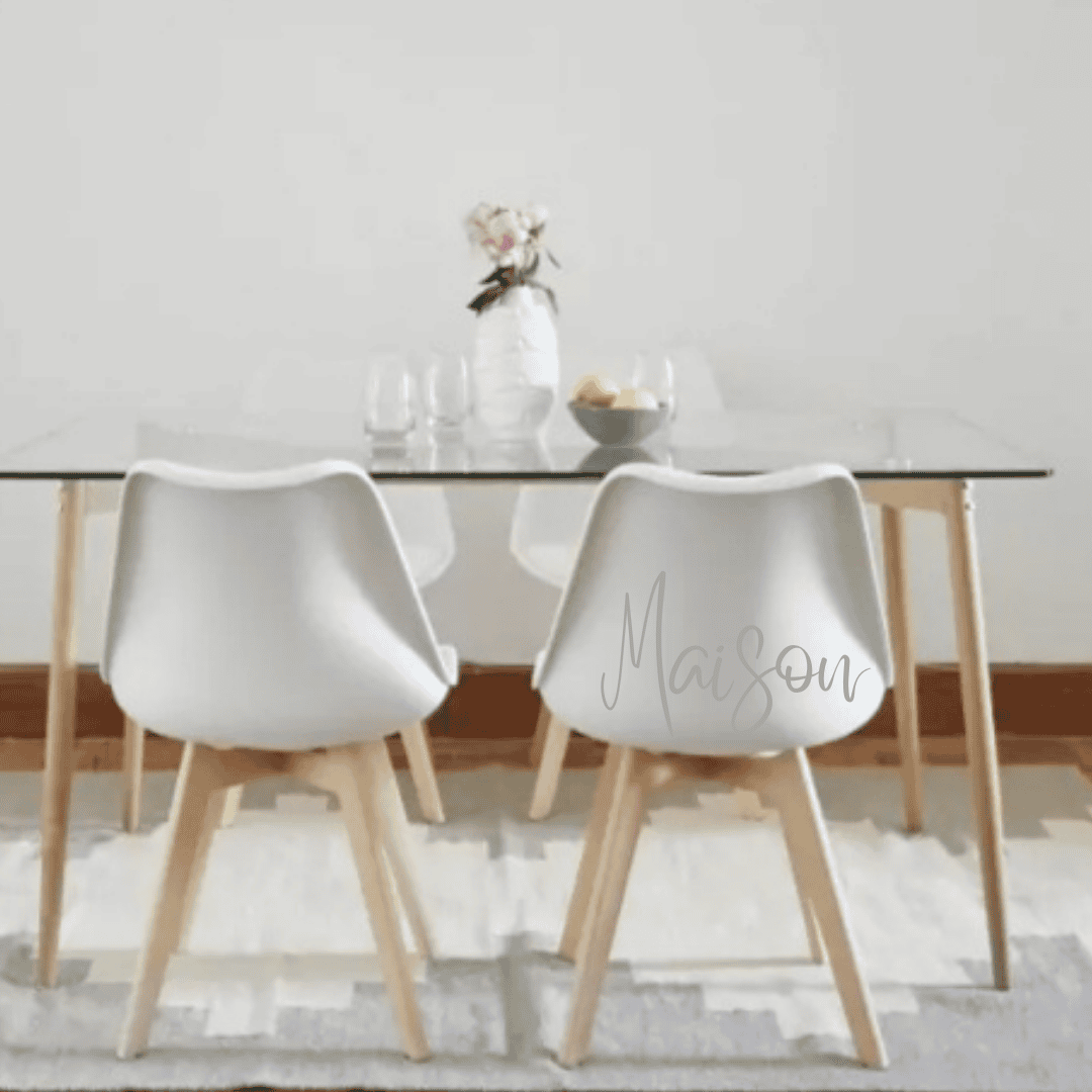 Mesa tulip 120x80 de vidrio + 4 sillas tulip