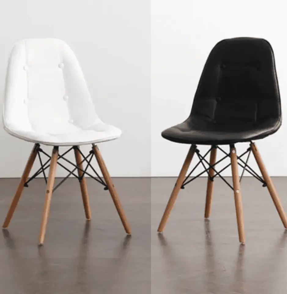 silla eames  capitone  tapizada blanca