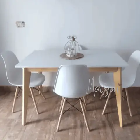 Mesa  nordica 120x80 + 4 sillas eames