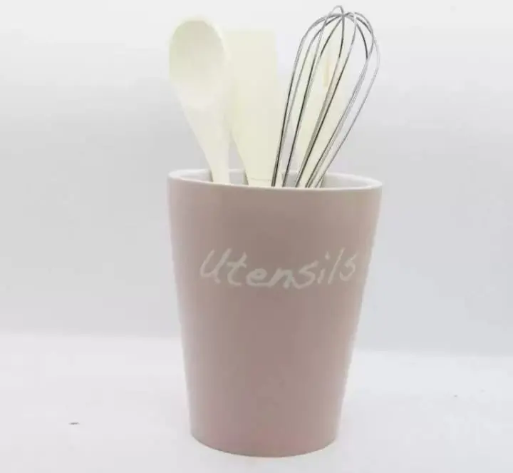 Frasco de ceramica + 4 utensilios