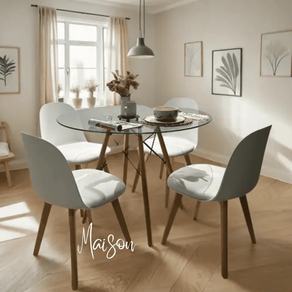 Mesa  eames 120 cm y 4 sillas Venecia