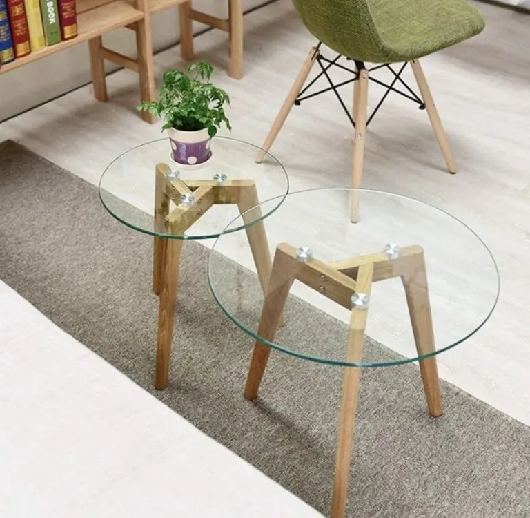 Set mesas ratonas vidrio circular