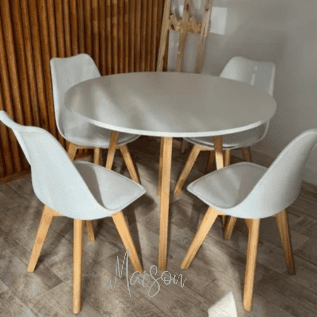 Mesa nordica 90cm + 4 sillas tulip