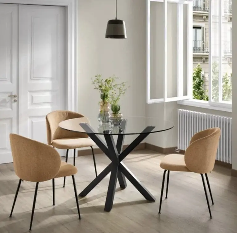 Mesa brooklyn de vidrio 90 cm patas negras