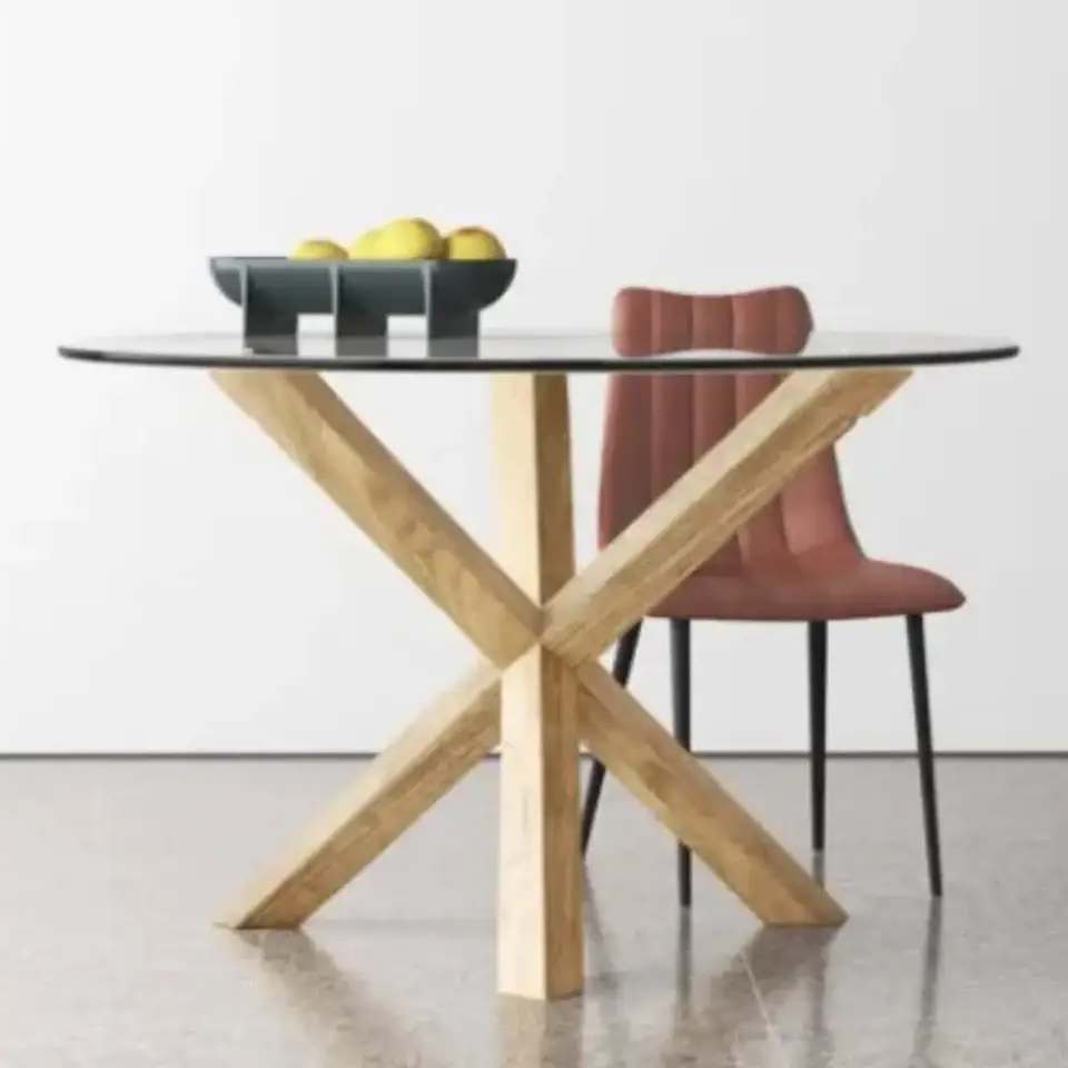 Mesa palma vidrio  Redonda de Vidrio 110 cm