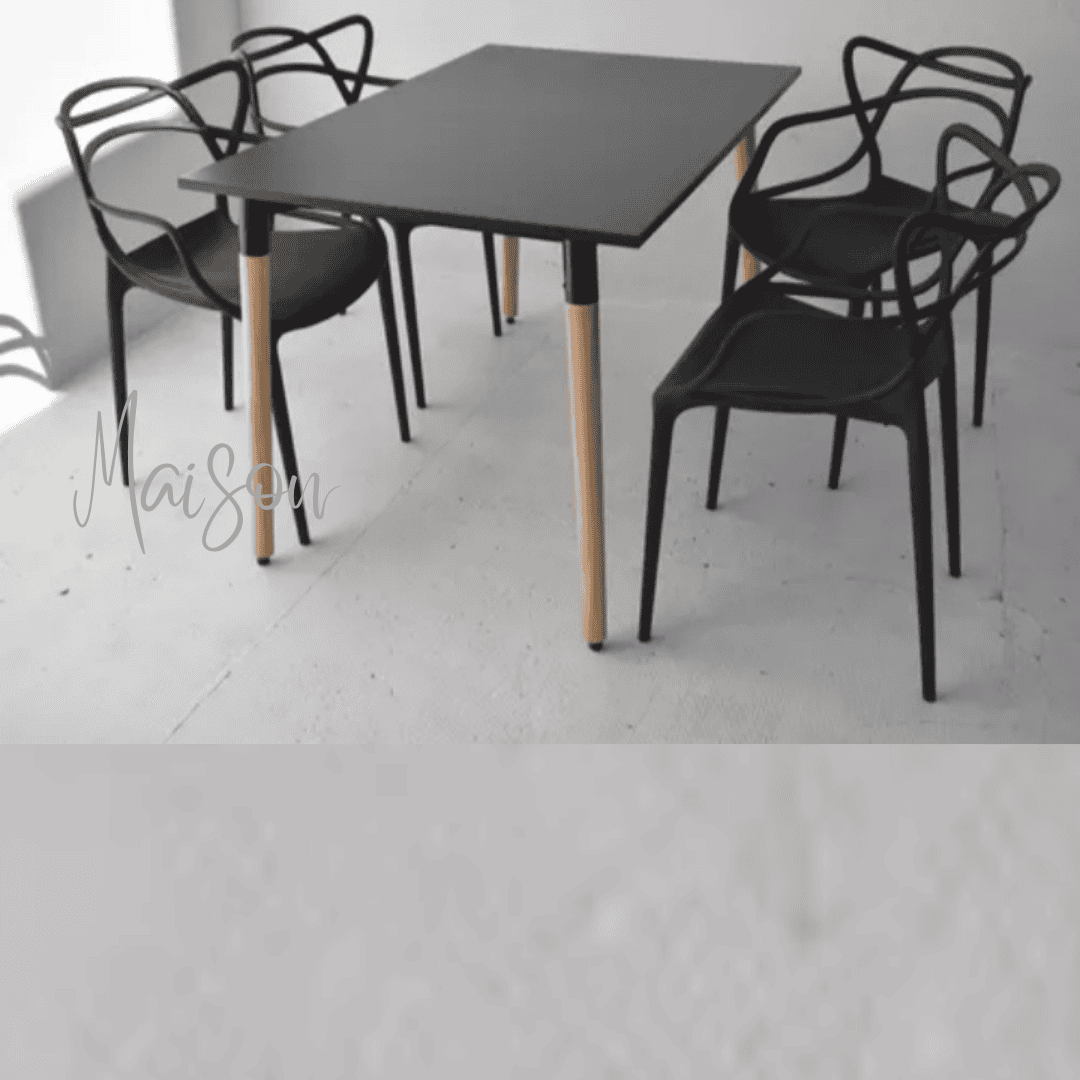 Mesa eames 140x80 negra + 4 sillas master