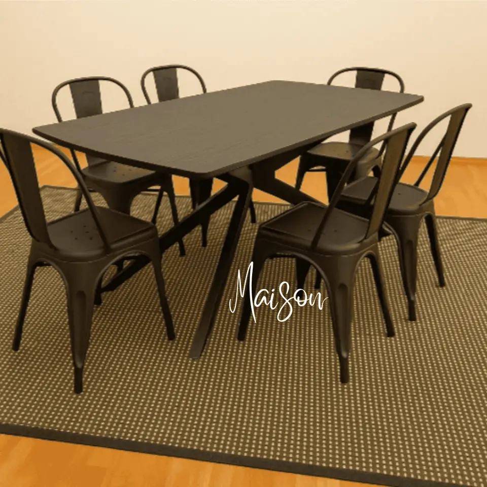 Mesa  borja 160 x 90 cm y 6 sillas tolix