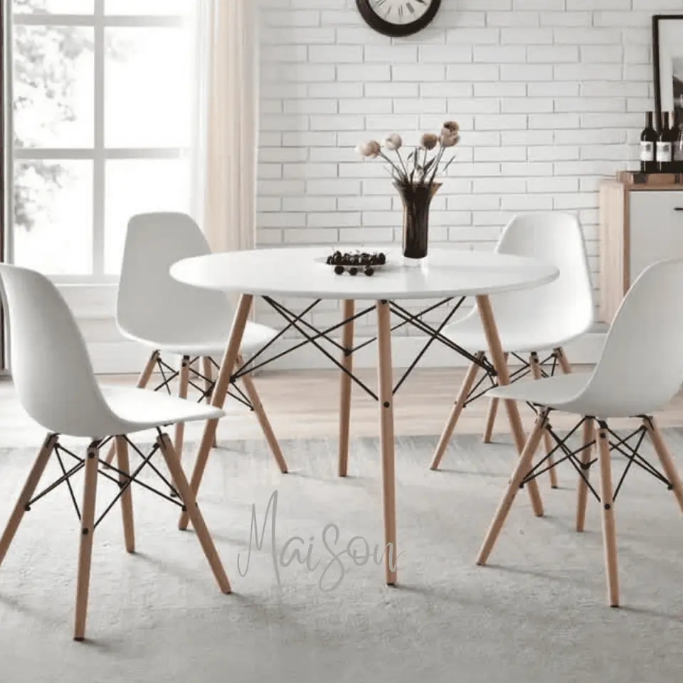 Mesa eames 100 cm redonda + 4 sillas eames