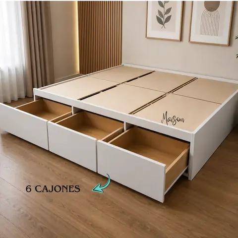 Cama box 2 plazas 6 cajones