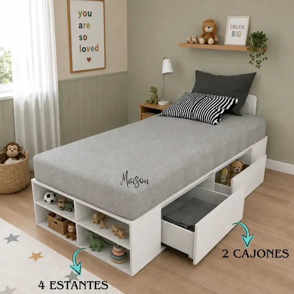 Cama box 1 1/2 plaza