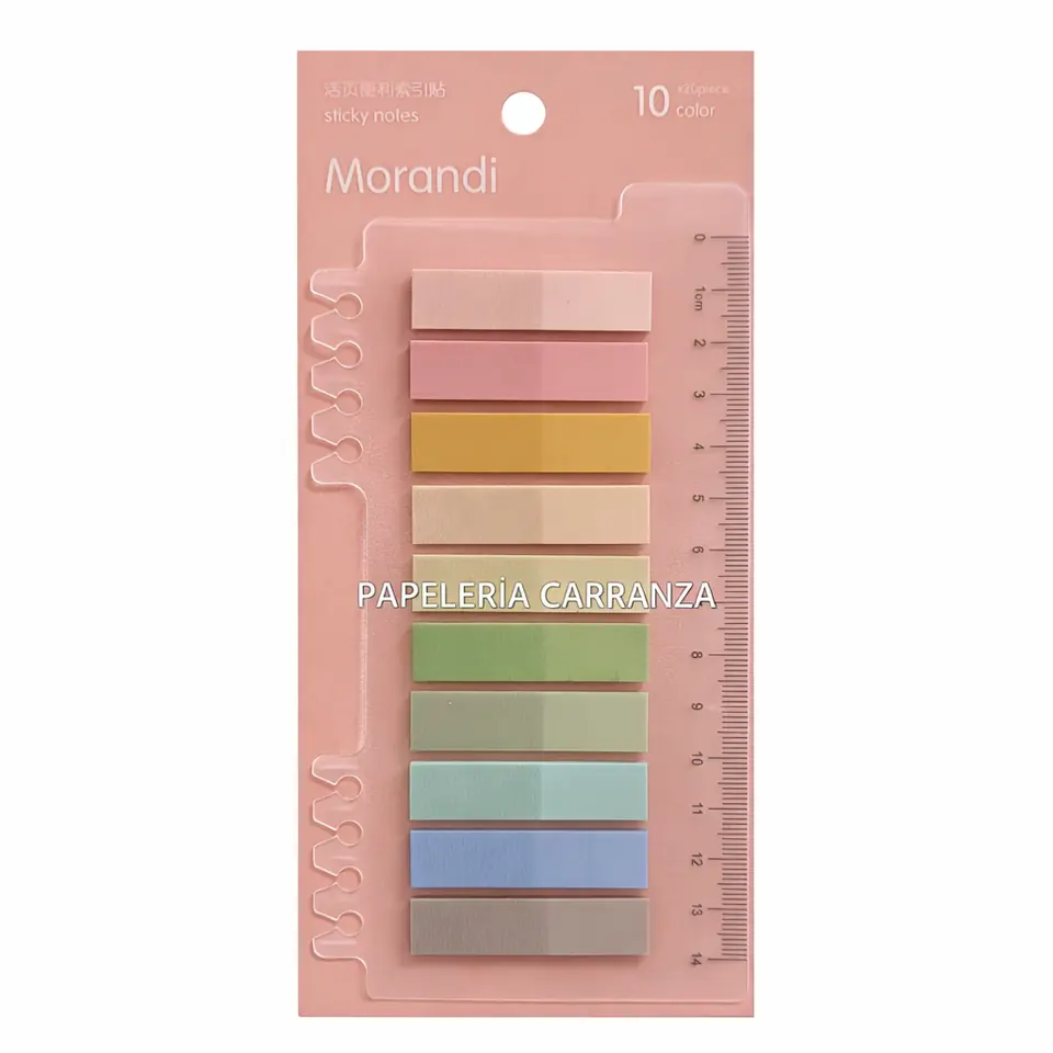 Señaladores de Pagina "Morandi Pastel" 10 Colores (apto para Cuadernos Inteligentes y Carpetas) + Regla