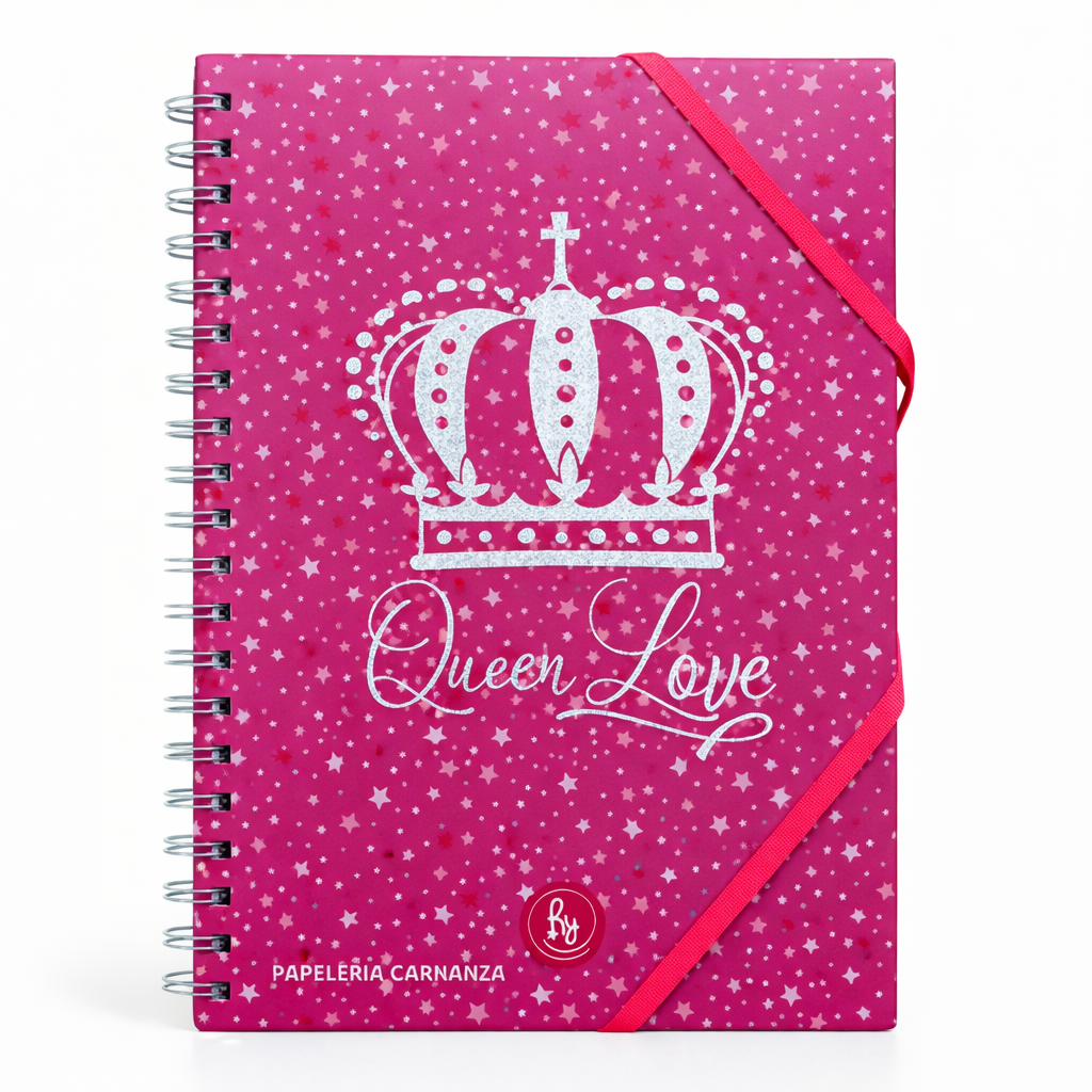 CUADERNOS UNIVERSITARIO C/ ESPIRAL 28 X 20  ” QUEEN LOVE ” A4 RY DESIGN CUADRICULADO