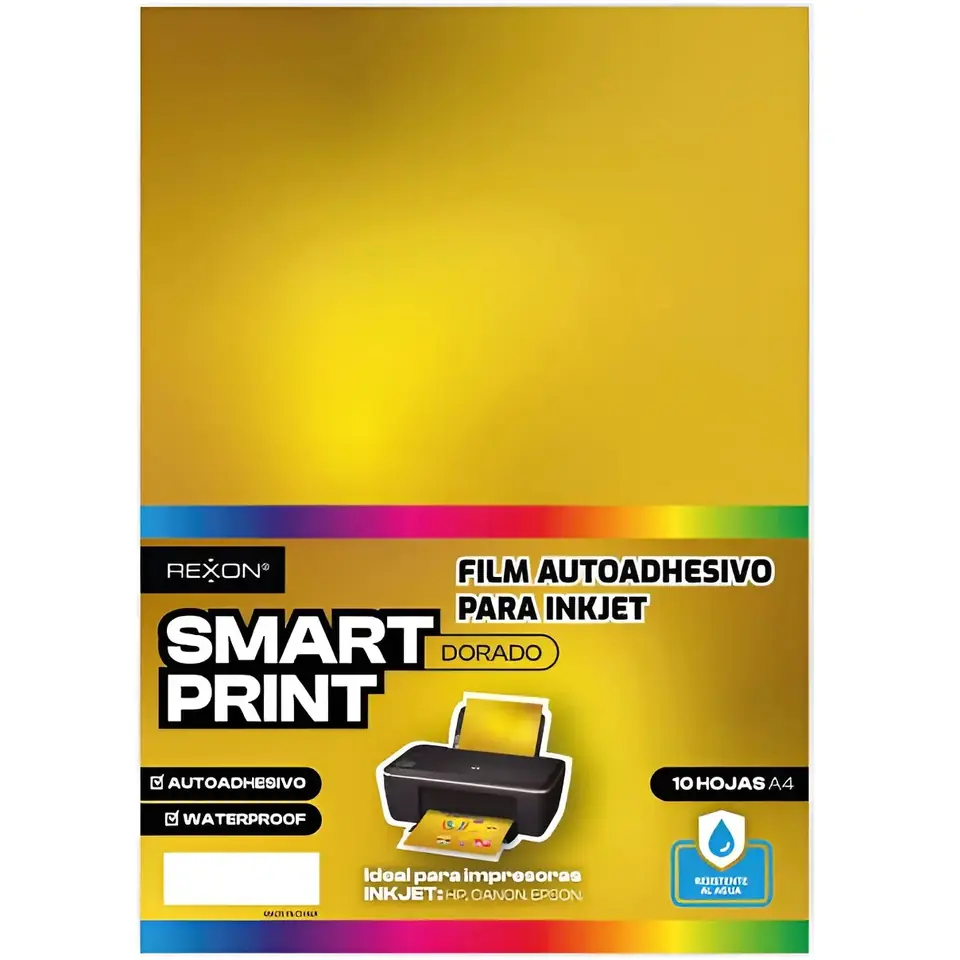 Resma de Film REXON Autoadhesivo - Dorado - (Resistente al Agua) x 10 unidades