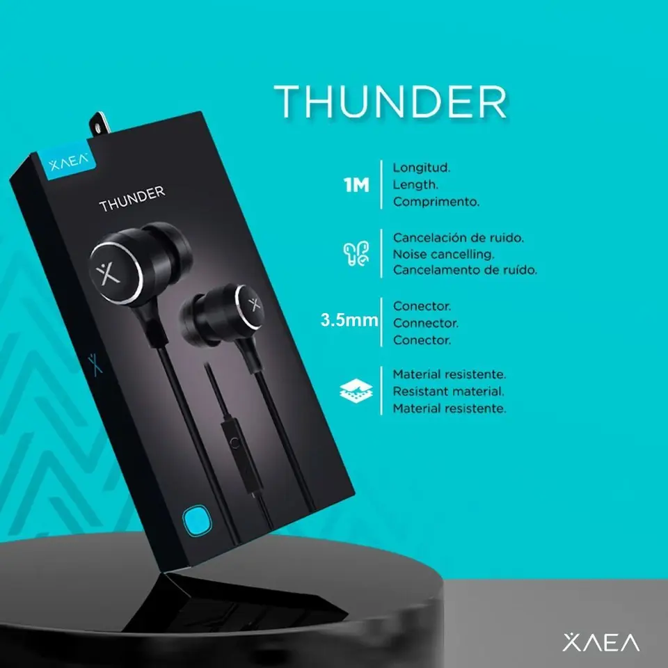 Auriculares Metálicos ** XAEA THUNDER 3.5mm ** c/ Micrófono MOD 039 (Trenzado) - EXCELENTE Calidad de sonido -