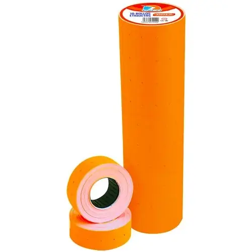 Rollo EZCO - NARANJA ROLLO COMPLETO (x 10 UNIDADES) - para Maquina Etiquetadora de Precios **Extra Grande** Flúor