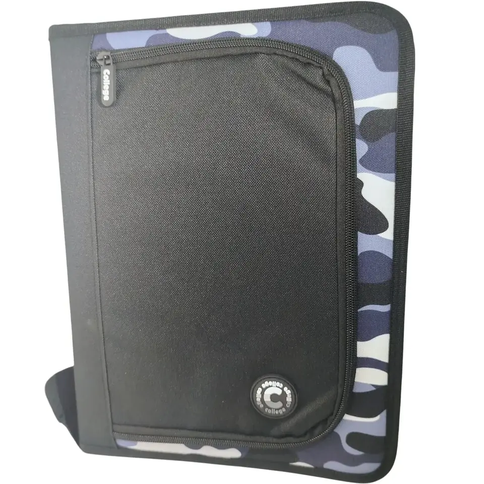 Carpetas A4 con Cierre " Camuflada con Caartuchera " 2 anillos  College *Cod 335*